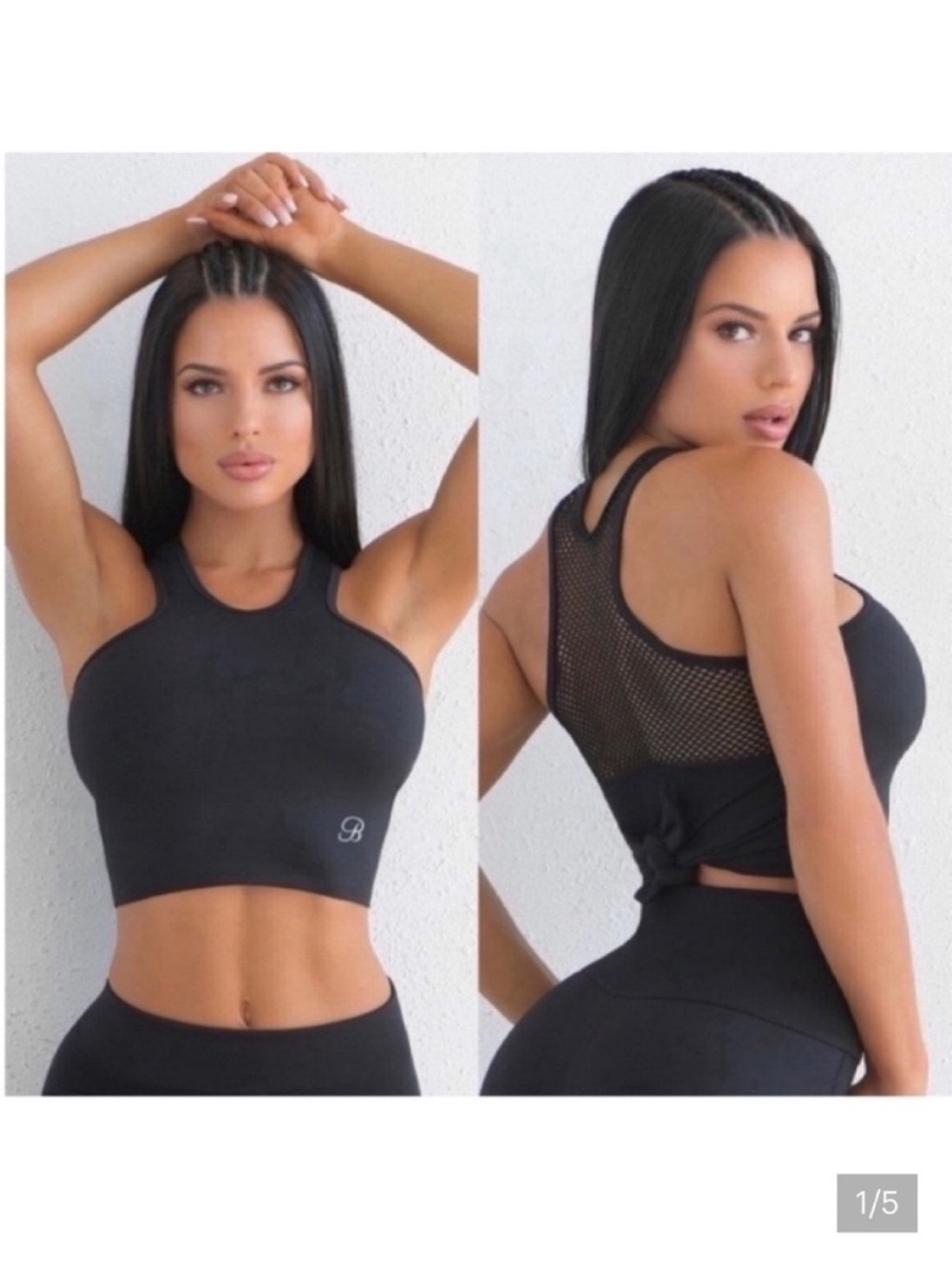 Bombshell Sportswear Black Mesh Crop Top Tank Small